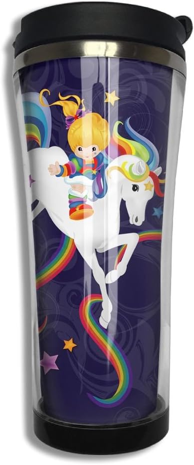 Rainbow Brite And Starlite Memories Flip Top Lid Double Wall Stainless Steel Mug Hot Cold Tumbler Liquid Tight Travel Mug Vacuum Sealed Drink Bottle