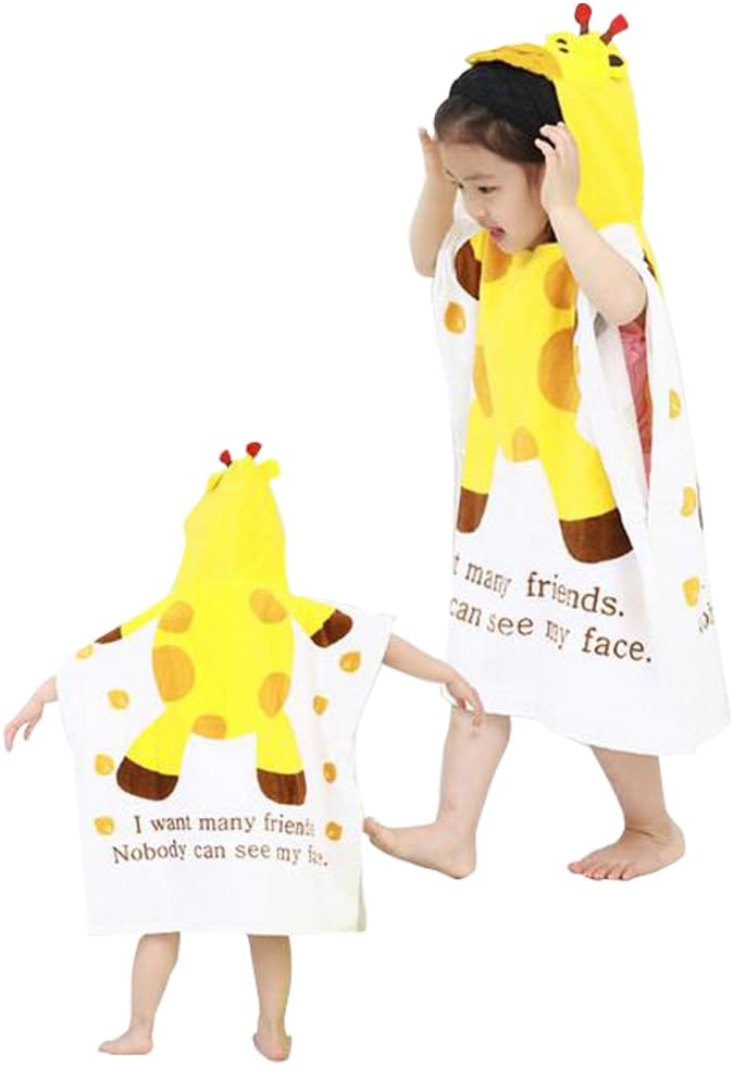 Kids Hooded Towel Wrap for Bath, Pool or Beach (Giraffe)
