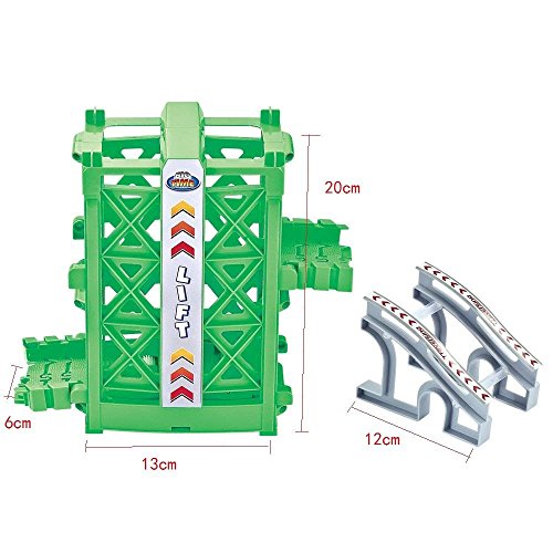 ONTOPON Toy Track Accessory Lift with a Race Car, Elevator and Ramp Track Attachments Fits ALL Bend A Path Track Vehicle Playsets(green color)