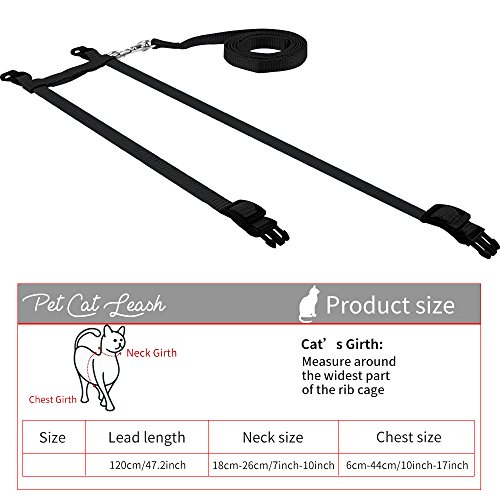 image for ONSON Cat Harness, Adjustable Harness Nylon Strap Collar with Leash, C