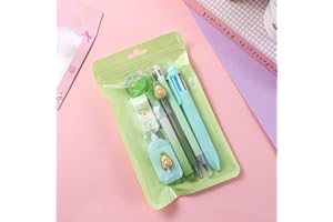 7-in-1 Stationery Set with Gel Pen and 6-Color Ballpoint Pens, Pastel Pink Multi-Functional Design for School, Office, Travel