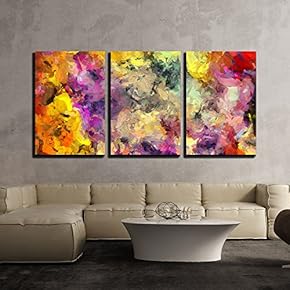 3 Piece Canvas Wall Art - Colorful Abstract Painting - Modern Home Art Stretched and Framed Ready to Hang - 16"x24"x3 Panels