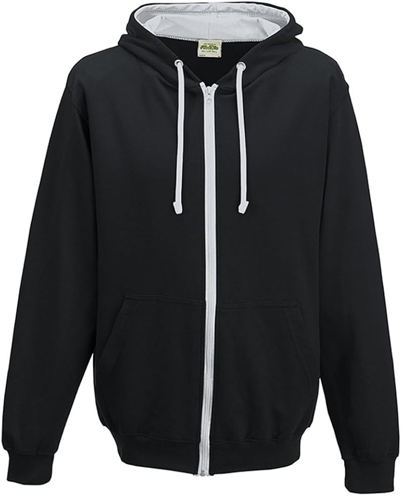Jet Black/Heather Grey Contrast Varsity Zip Hoodie Plus 1 T Shirt with