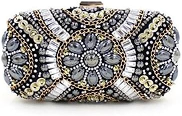 Hibags Womens Luxury Special Crystals Beaded Pearl Clutch Bag