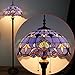 WERFACTORY Tiffany Floor Lamp Blue Purple Baroque Stained Glass Standing Reading Light 16X16X64 Inches Antique Pole Corner Lamp Decor Bedroom Living Room Home Office S003C Series
