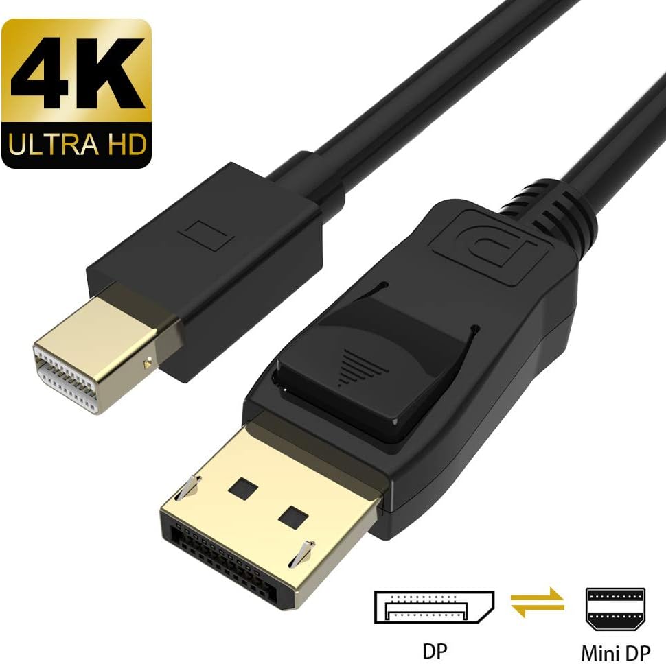 GlobaLink Mini DisplayPort to DisplayPort Cable, Gold Plated Thunderbolt to Displayport Cable 2m Mini DP to DP Support 4K@60Hz Compatible with MacBook Pro Air iMac Mac Mini - Black