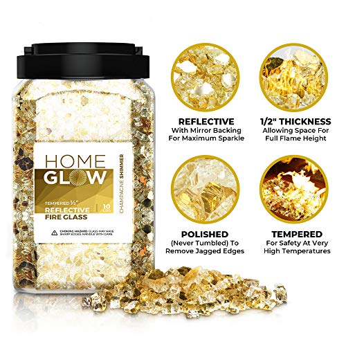 HOMEGLOW Fire Glass Reflective Tempered Fireglass for Gas or Propane