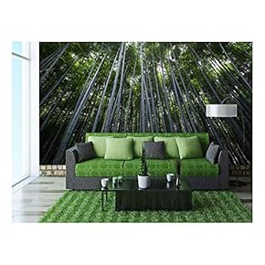 Green Bamboo Forest - Removable Wall Mural | Self-Adhesive Large Wallpaper - 66x96 inches