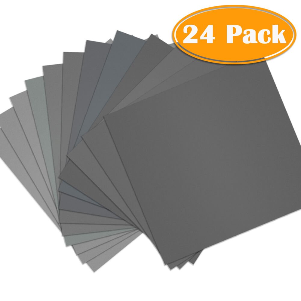 Paxcoo 24 Pcs 9 x 11” High Grit Wet and Dry Sandpaper Assortment 120