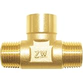 Joywayus Brass Tee Pipe Fitting 1/2" NPT Male-Female-Male 3-way Adapter | Air/Water/Oil Lines, Leak-Proof