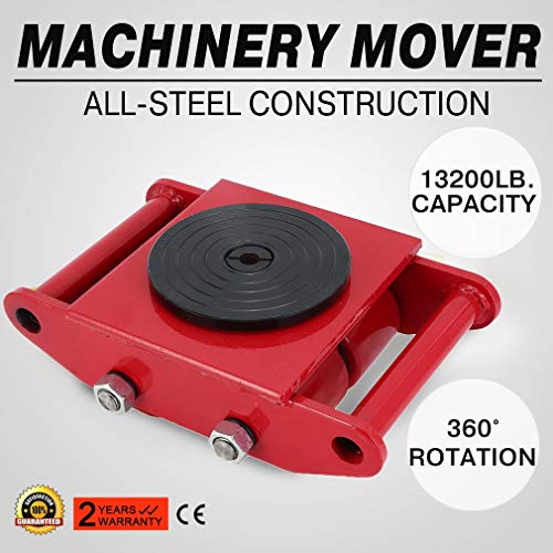 Industrial Machinery Mover Skates (6T) Machinery Moving Roller Dolly Kit (13200lb) with 360Â°Swivel Top Plate for Heavy Equipment and Machinery