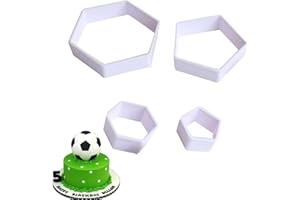 Football Cake Cutters 4Pcs, Multi Size Hexagon Pentagon Soccer Mold, Easy Clean Plastic for Kids DIY Baking, Birthday Parties
