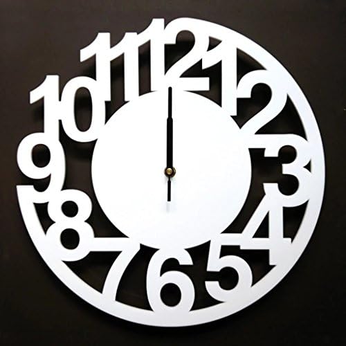 Simple Art Digital Wall Clock Modern Mute Large Wall Clock Creative Living Room Decorative Wall Clock 14 inch - Round/White