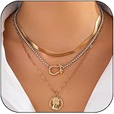 MSSIEJEW Gold Layered Necklace for Women Stacked Chain Link Paperclip Necklace Statement Punk Jewelry