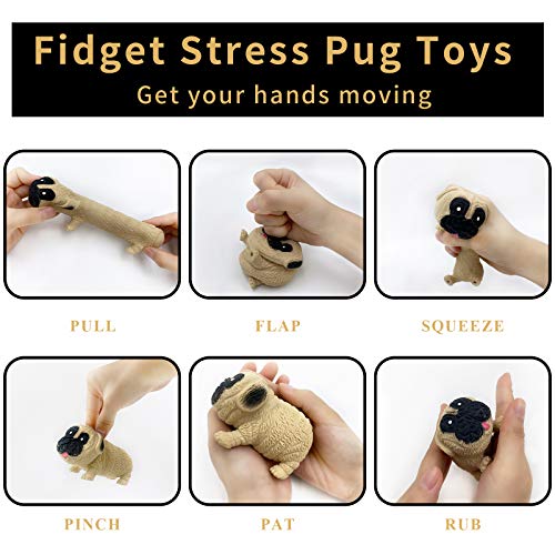 Sensory Fidget Toy Set - Simple Dimple Fidget Popper and Squishies Fidget Pug Toy Stress Relief and Anti-Anxiety Puzzle Fun Tools for Adults, Kids, Boys and Girls (Beige)