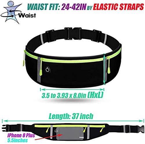 Y&R Direct Fanny Pack for Men Running Belt Pouch Waist Bag Workout Belt for Apple iPhone XR XS 8 X 7+ Samsung Note Galaxy Running Walking Cycling Gym-05BK (Black-001)