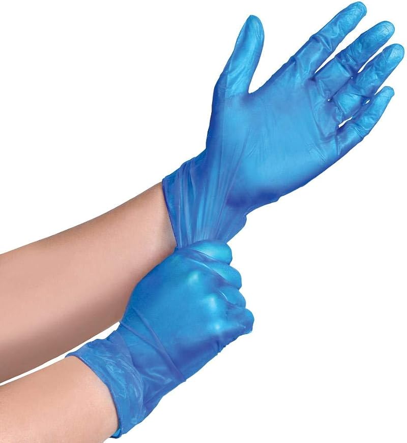 100 Blue Vinyl Disposable Gloves Large Food Medical Care Home Hygiene Protection