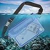 Waterproof-Waist-Pouch-by-Hydro-Gizmos-Large-Travel-Bag-with-Adjustable-Long-Waist-Strap-Buckle-Transparent-Blue-3-Zipper-Design–Lightweight-PVC-Touch-Screen-Sensitive-Keeps-Everything-Dry Waterproof-Waist-Pouch-by-Hydro-Gizmos-Large-Travel-Bag-with-Adjustable-Long-Waist-Strap-Buckle-Transparent-Blue-3-Zipper-Design–Lightweight-PVC-Touch-Screen-Sensitive-Keeps-Everything-Dry