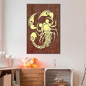 Canvas Wall Art - Scorpion Pattern on Vintage Wood Background - Giclee Print Gallery Wrap Modern Home Art Ready to Hang - 12x18 inches