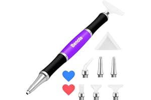 benote Ergonomic Diamond Art Painting Pen, Upgrade Diamond Art Pen with Dual Rubber Metal Screw In Tip Round And Square Drill Pen for Art DIY Craft 5D Diamond Paint - B10 Purple
