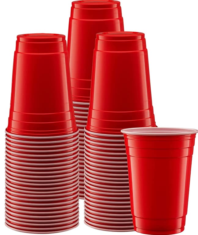YARIX Red Plastic Cups- 50 Pcs (12 Oz) Eco-Friendly Reusable BPA Free Recyclable Party Cups. Ideal for Christmas, Weddings, Birthdays, Dinner, Lunch and Parties