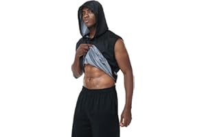 HITASTAR Men's Sauna Shirt Anti-Tear Heat Trapping Pullover Vest Hooded Tank Top for Exercise & Fitness