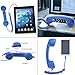 Retro Classic Telephone Handset, 3.5mm Mini Microphone Speaker Phone Call Receiver Blue