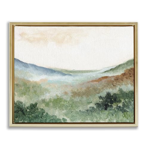 Stupell Industries Dreamy Green Landscape Gold Framed Floater Canvas Wall Art d…