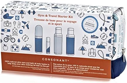 Consonant Skincare Gym and Travel Starter Pack Pure Unscented Pack for Sensitive Skin with Comfrey, Panax Ginseng Root Extract, Chamomilla Recutita and Sodium Benzoate