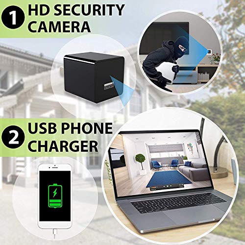 ETbotu HD 1080P Camera USB Wall Charger Adapter Video Recorder Security Camera with Card Reader