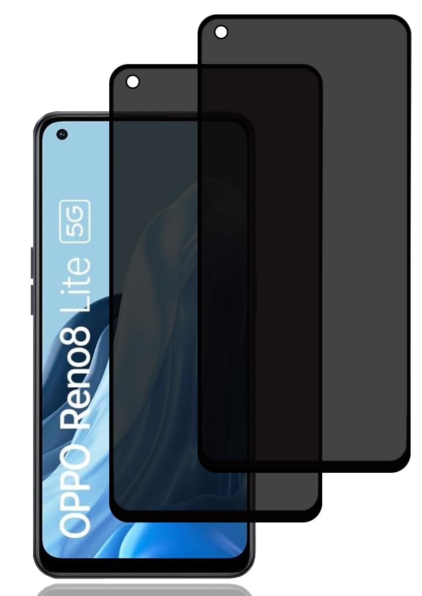 Privacy Screen Protector for Oppo Reno8 Lite 5G [2 Pack], Anti-Spy Tempered Glass Film, 9H Hardness, Anti Scratch, Anti Fingerprint, High Sensitivity, Anti-Spy Screen Protector for Oppo Reno 8 Lite