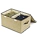 EZOWare Large Storage Boxes [3-Pack] Large Linen Fabric Foldable Storage Cubes Bin Box Containers with Lid and Handles for Nursery, Closet, Kids Room, Toys, Baby Products (Beige)