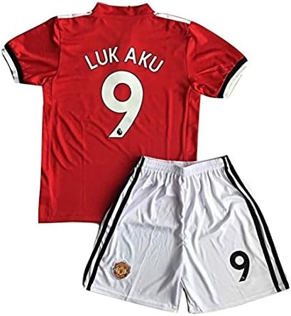 kaerok 17/18 New Season Manchester United Lukaku 9 Kids/Youths Home Soccer Jersey Shorts Size 26, 11-12 Years Old