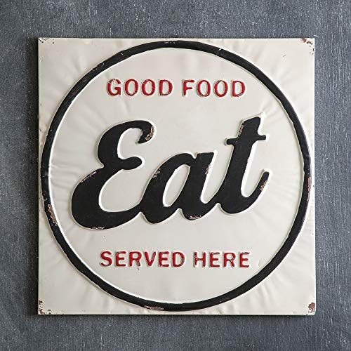 CTW Vintage Inspired Metal Tin Wall Sign EAT Good Food Served Here 20" x 20"