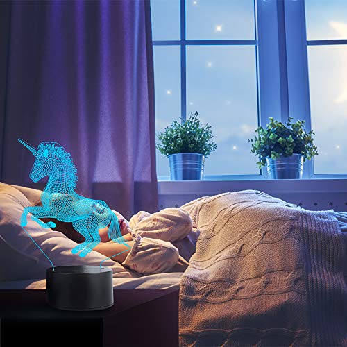 Night Lights for Kids Dinosaur Hockey Unicorn 3D Night Light Lamp 4 in 1 16 LED Colors Changing Remote Touch Desk Lamps Decorative Lighting Toys Gifts Birthday Holiday Xmas for Baby Nursery Toddler