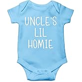 AW Fashions Uncle’s Lil Homie Baby Bodysuit Funny Cute Newborn Romper Adorable Clothing Unisex Girls Boys