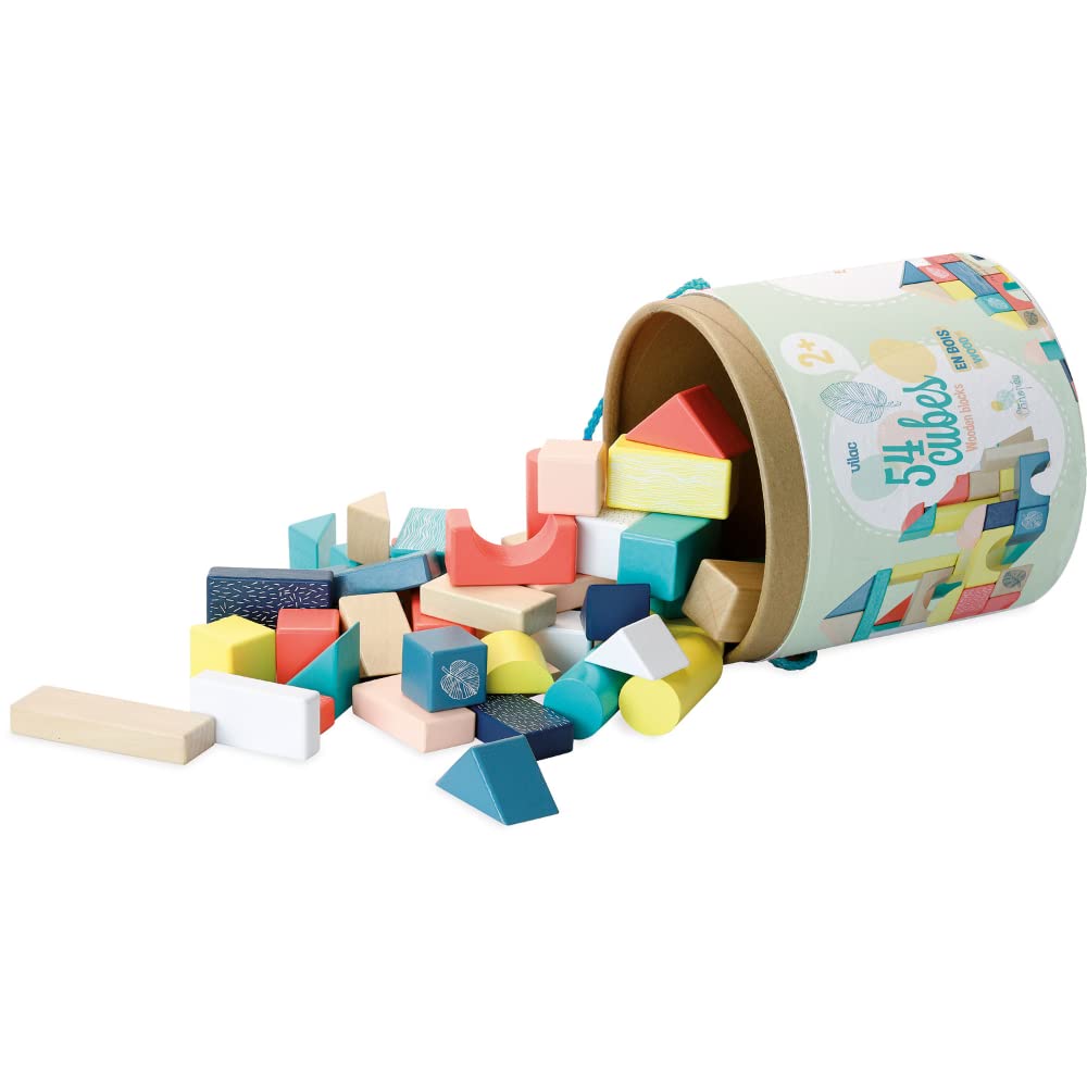 Vilac - 54 Piece Wooden Blocks In Barrel