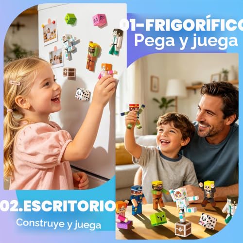 Magneverse Set of 20 Magnetic Figures, 10 Articulated Characters with Magnetic Cubes, Compatible with Magnetic Building Blocks, Stem Toy for Children from 6 Years Old