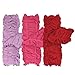 Bowbear Little Girls 3 Pair Gathered Ruffles Leg Warmers, Lilac, Cherry Red, Fuschia