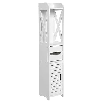Gototop Etagère Meuble Colonne Salle De Bains Blanche En Plaque Bois