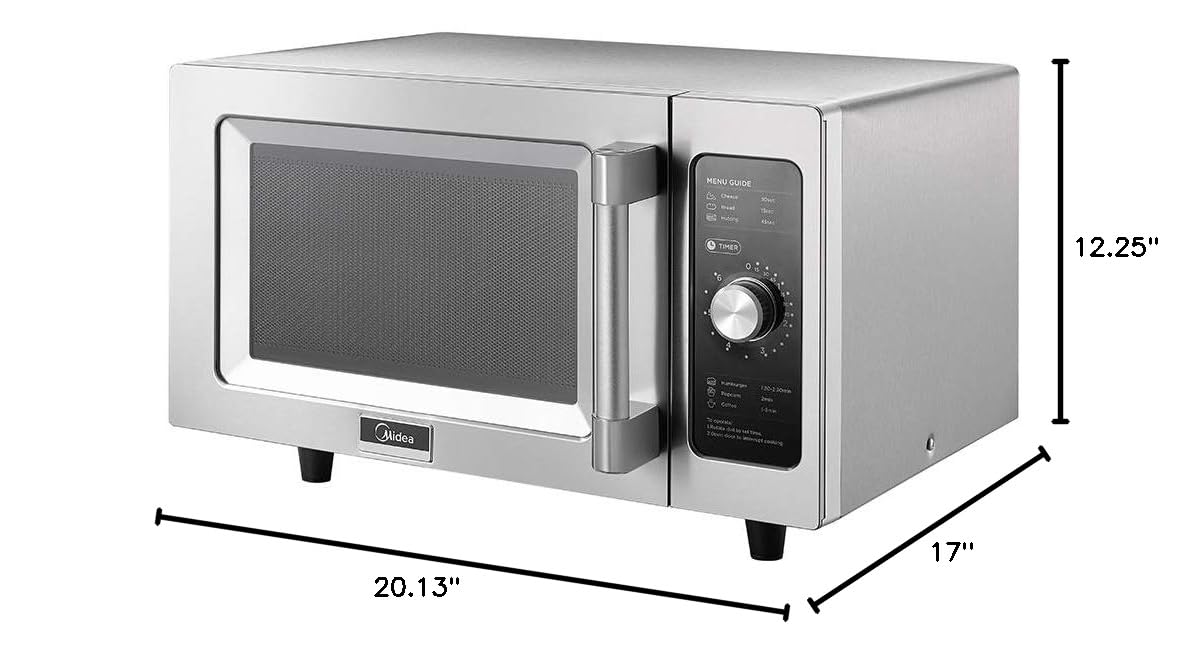 Midea Equipment 1025F0A Countertop Commercial Microwave Oven with Dial, 1000W, Stainless Steel.9 CuFt