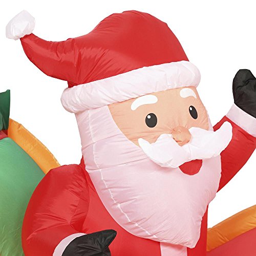 Home Accents Holiday Christmas Decorations 16 ft. W Inflatable Santa in Sleigh with Reindeers