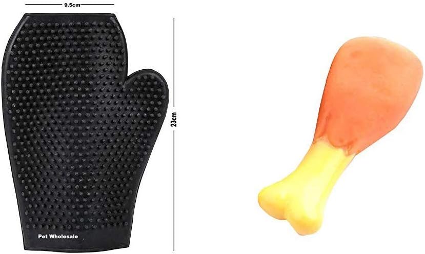 Pet Combo of Multicolor Brush & Chicken Leg Toy