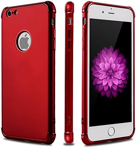 iPhone 6S Plus Case,iPhone 6 Plus Case,Casegory 3 in 1 Ultra Thin Slim Fit Reinforced Corner Soft Silicone TPU Shockproof Protective Bumper iPhone 6 Plus Phone Case-Shiny Red