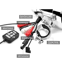 GoldenHawk TJ4 Q 1000W Amplificador de 4 canales, 4 pulgadas, impermeable, Bluetooth, para motocicleta, altavoces estéreo, sistema de audio, AUX, USB SD, radio para 1   1,5 pulgadas, para manillar Harley Touring Cruiser ATV