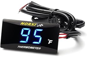 Norxi Motorcycle Digital Water Temperature Meter Fahrenheit Thermometer Universal Digital Water Temperature Gauge Slim Style Thermometer for Car Generator Marine ATV and Gas Powered Device (Blue)
