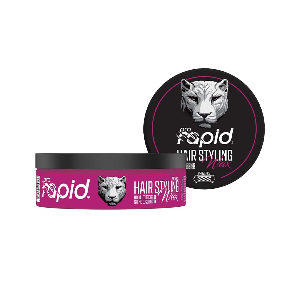 Pro Rapid Hair Styling Wax Provence 150ml – High Shine Look, Ultra Strong Hold, Edge Control, Amber Scent, Professional Hair Wax for Men