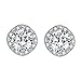 EVER FAITH 925 Sterling Silver Cubic Zirconia Elegant Cushion Cut Halo Stud Earrings Clear