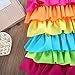 Little Girls Ruffled Rainbow Striped Bathing Suits Bikini Swimwear (Multicoloured, XL(for Girls 5-6Years/ Weight About 55lb))