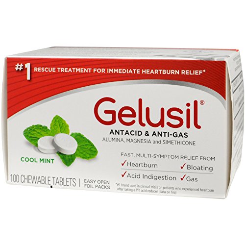 Gelusil Antacid & Anti Gas Tablets for Heartburn Relief, Acid Reflux, Bloating and Gas, Cool